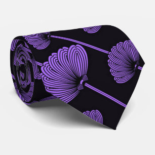 Lila Fea Blommigt Fläkt Mönster Tie Slips