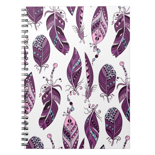Lila Feathers: Vintage Ornamental Seamless. Anteckningsbok (Framsidan)