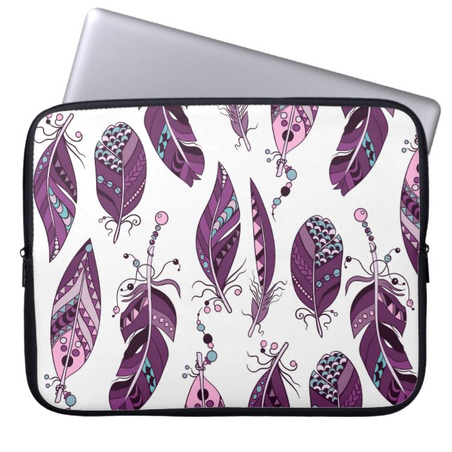 Lila Feathers: Vintage Ornamental Seamless. Laptop Fodral (Framsidan)
