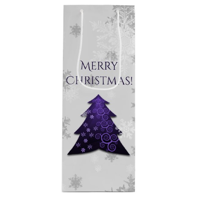 Lila Festive Julgran Vin Gift Bag (Framsidan)