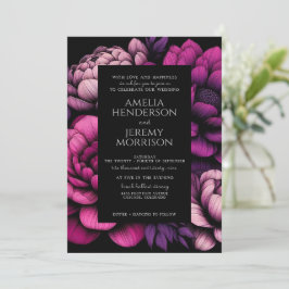 Lila Fet Blommigt med QR-kod Inbjudningar