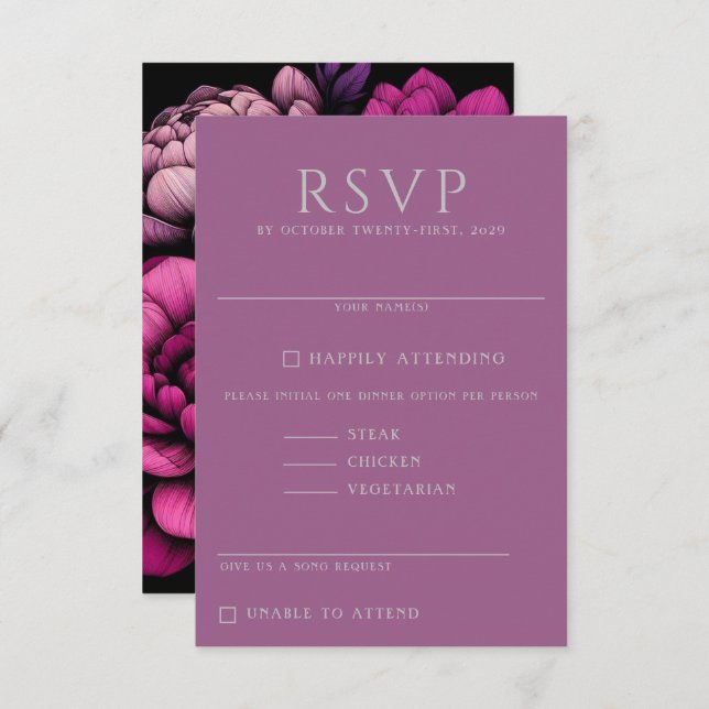 Lila Fet Blommigt OSA Kort (Fram/baksida)