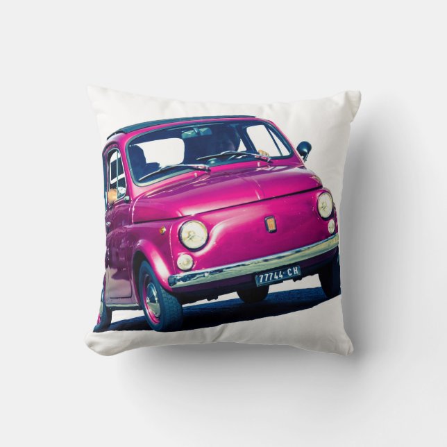 Lila Fiat 500 i Italien, klassisk bildöverkast Kudde (Framsida)