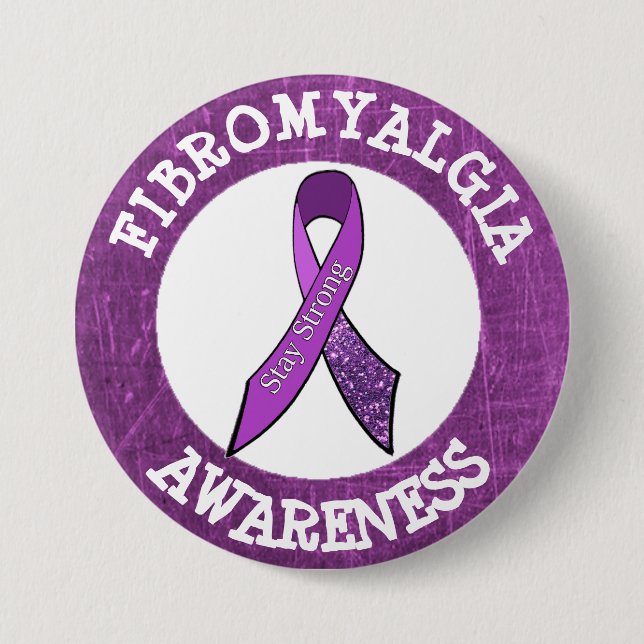 Lila Fibromyalgia Awareness Ribbon Button Knapp (Framsida)