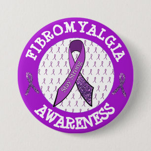 Lila Fibromyalgia Awareness Ribbon Button Knapp