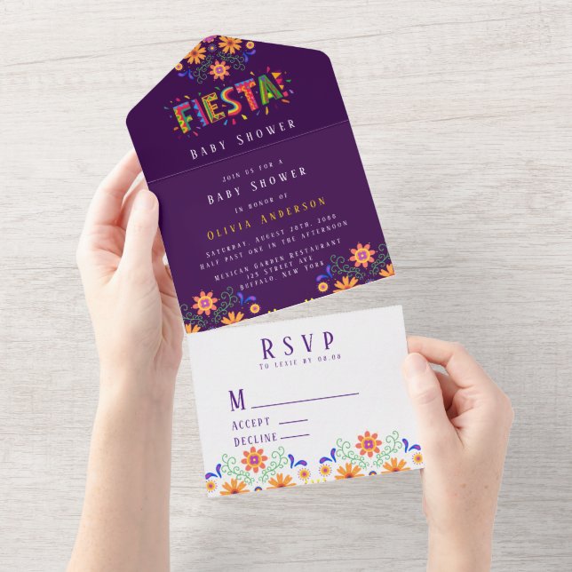 Lila Fiesta Blommigt Baby Shower (Avrivbar del)