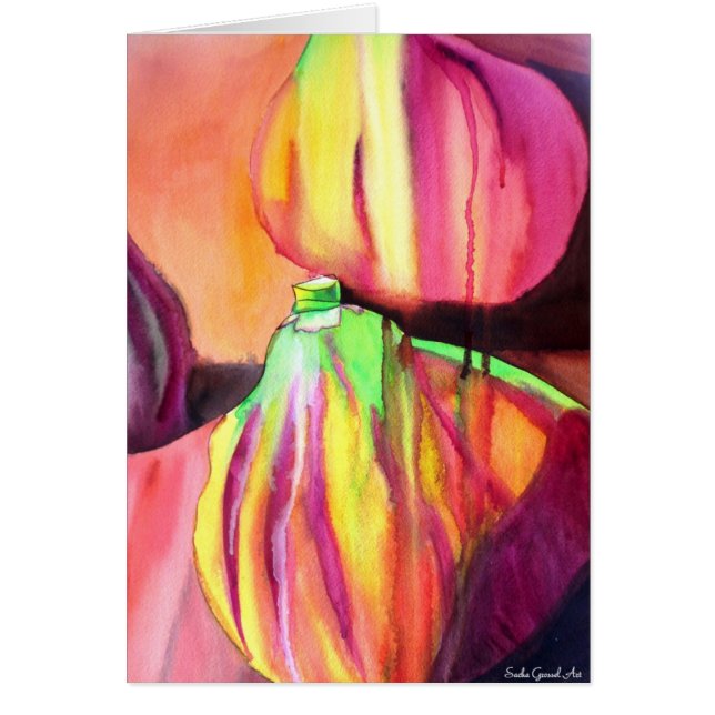 Lila Figuroriginalfärgning av vattenfärg, droppfär Hälsningskort (Framsidan)