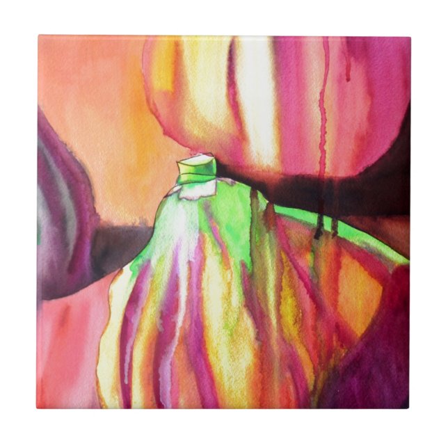 Lila Figuroriginalfärgning av vattenfärg, droppfär Kakelplatta (Framsidan)