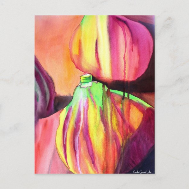 Lila Figuroriginalfärgning av vattenfärg, droppfär Vykort (Framsida)