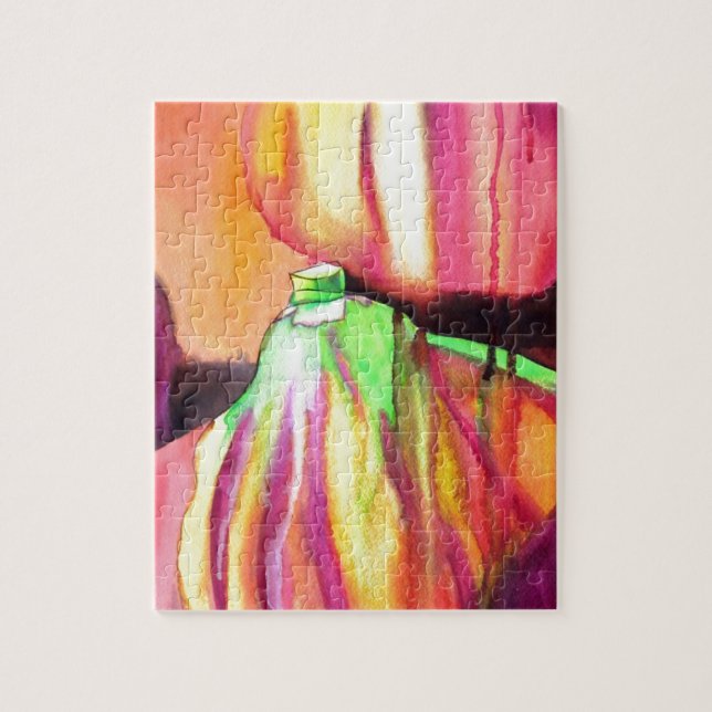 Lila Figuroriginalvattenfärgskonturmålning Pussel (Vertikal)