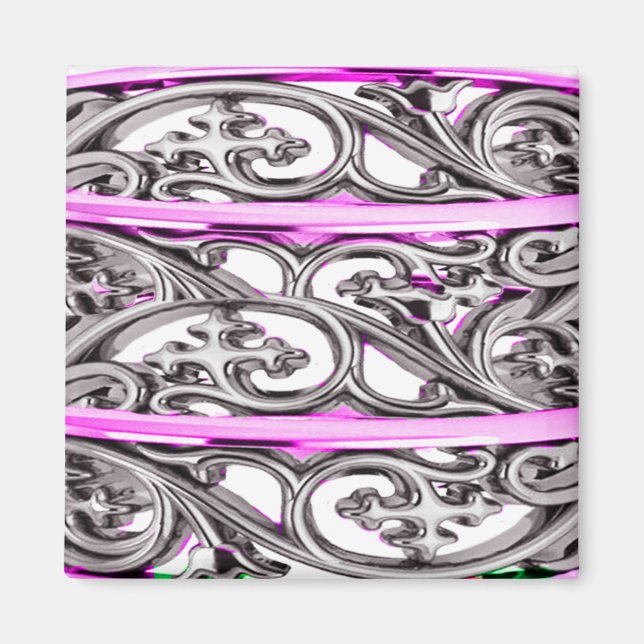 Lila Filigree Kor Mönster Design Magnet (Framsidan)
