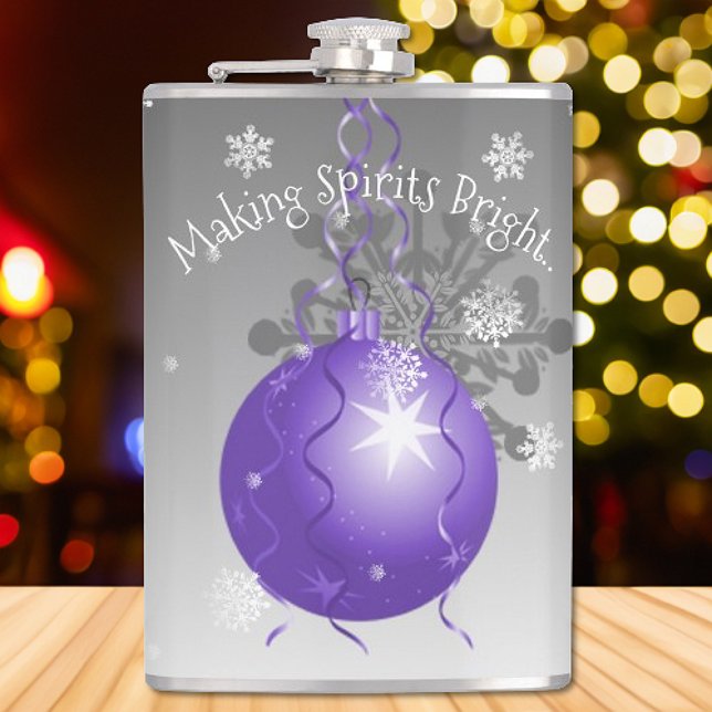 Lila Finare julklapp för prydnadsföremål Fickplunta (Purple Fancy Christmas Ornament Flask)