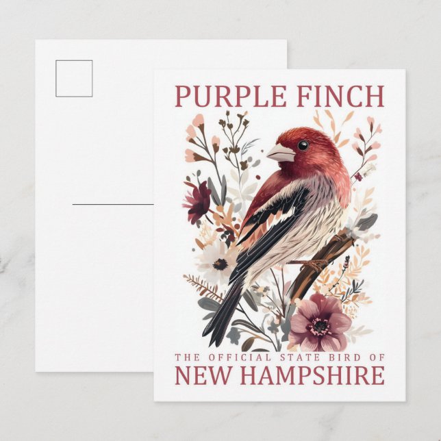 Lila Finch Bird of New Hampshire USA Travel Vykort (Fram/baksida)