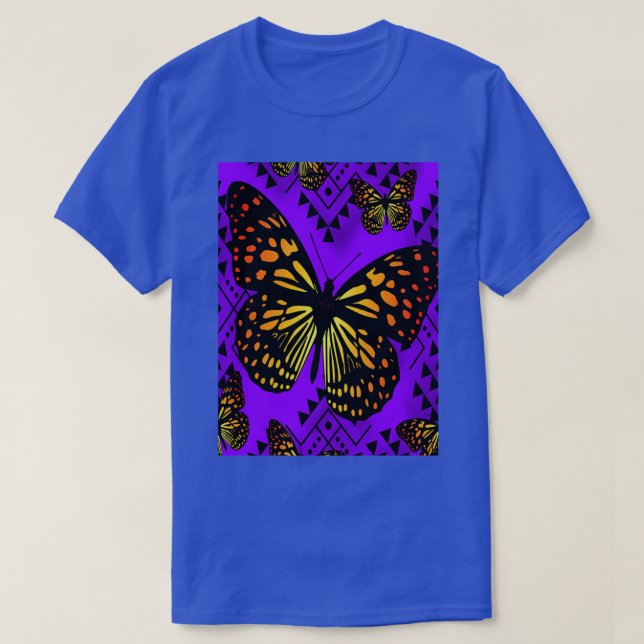 Lila Fire Färg Native Butterfly Design T Shirt (Design framsida)