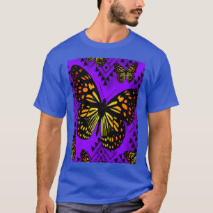 Lila Fire Färg Native Butterfly Design T Shirt
