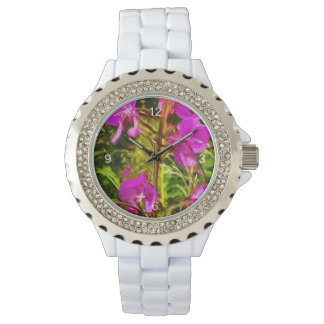 Lila Fireweed Alaska Wildblomme Abstrakt Armbandsur