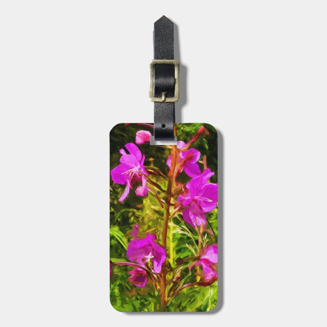 Lila Fireweed Alaska Wildblomme Abstrakt Bagagebricka (Vertikal Framsida)