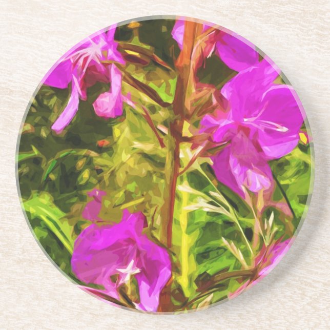 Lila Fireweed Alaska Wildblomme Abstrakt Underlägg (Framsidan)
