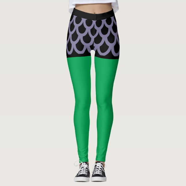 Lila Fiske  Tecknaden Kort Leggings (Framsida)