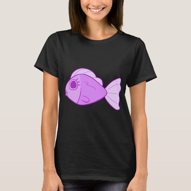 Lila Fiskig Tjej T Shirt (Framsida)