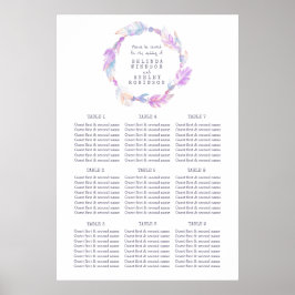 Lila Fjäderfärgsplan bröllop bord Poster