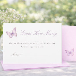 Lila Fjäril Baby Shower Gissa Hur Många Kort