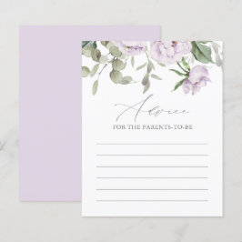 Lila fjäril baby shower rådkort