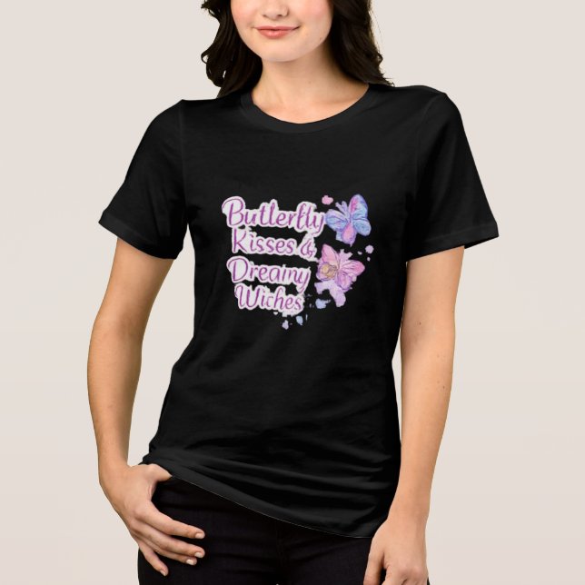 Lila Fjäril Blommig T-Shirt (Framsida)