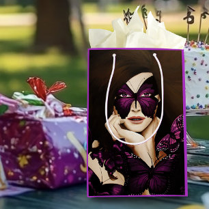 Lila Fjäril Masquerade Kvinna Elegant Fantasy