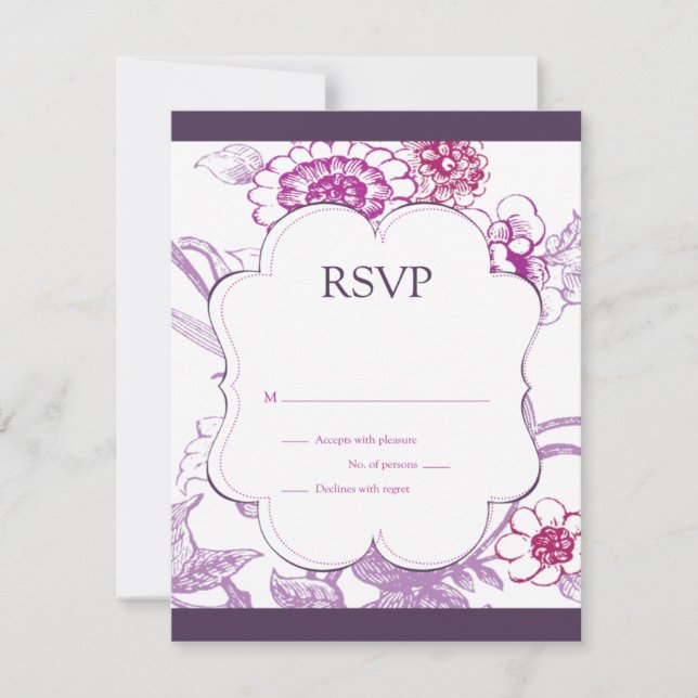 Lila Fjäril RSVP Svarskort OSA Kort (Framsida)