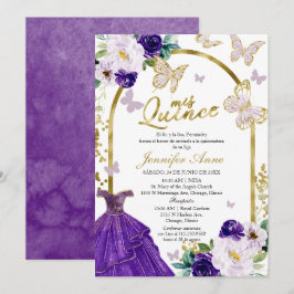 Lila fjäril spanska Quinceanera-inbjudningar Inbjudningar