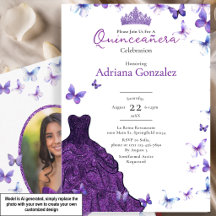 Lila Fjärilar Klänning Foto 15 XV Quinceanera