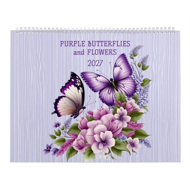 LILA FJÄRILAR OCH BLOMMOR 2025 KALENDER (Omslag)
