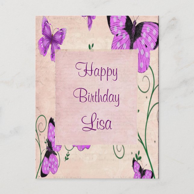 Lila Fjärilar Vykort (Framsida)