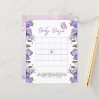 Lila Fjärilar Wildflower Baby Bingo Spel