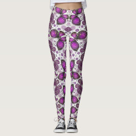 Lila fjärilsbatikmönstrade leggings