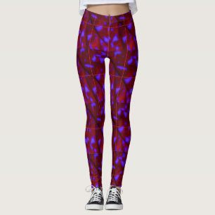 Lila fläckar på djuprött leggings
