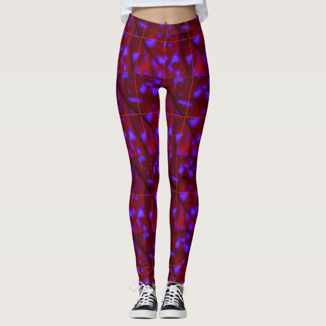 Lila fläckar på djuprött leggings (Framsida)