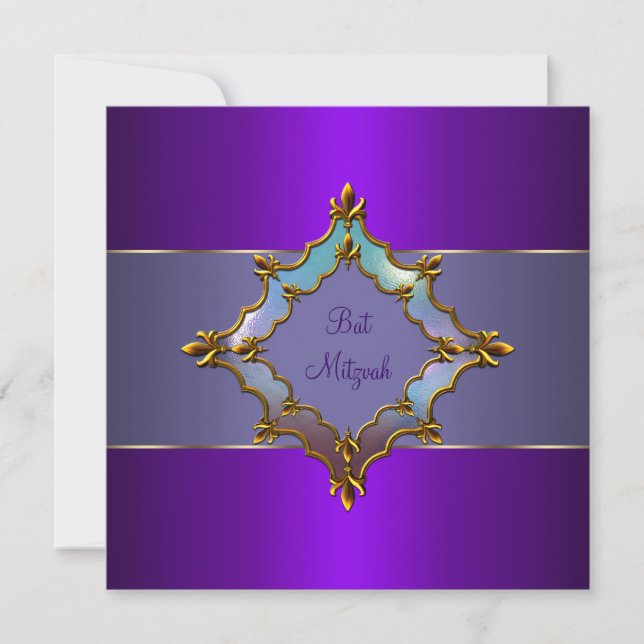 Lila fladdermus Bar Mitzvah Inbjudningar (Framsida)