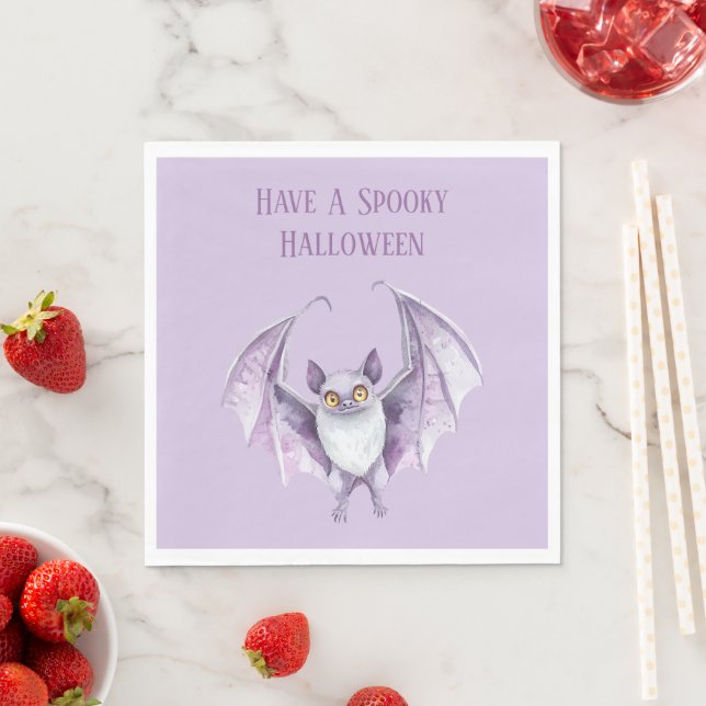 Lila Fladdermus Kuslig Halloween   Pappersservett (Insitu)