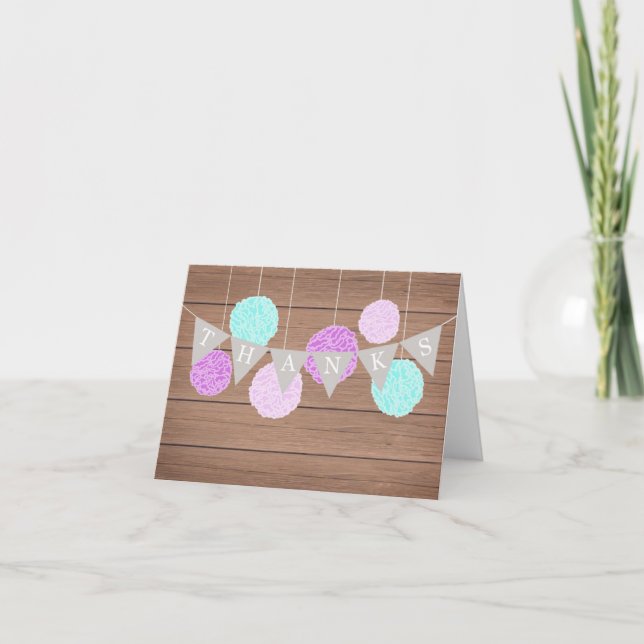 Lila Flaggor n Fluffs - Tack för ditt kort (Framsida)