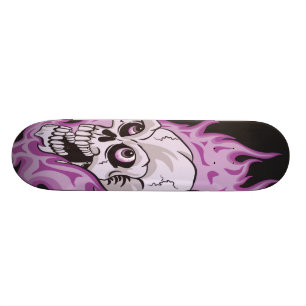 Lila Flammande Döskalle Mini Skateboard Bräda 18,7 Cm