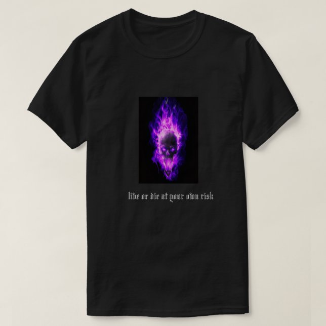 lila flamsköldskalle t-shirt (Design framsida)