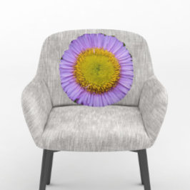 Lila Fleabane Daisy Blommigt Rund Kudde