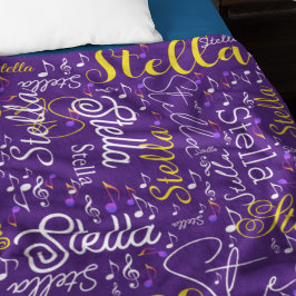 Lila Fleece Blanket med Färg Musik noter