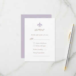 Lila Fleur de Lis Design Bröllop OSA Kort