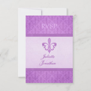 Lila Fleur De Lis formella bröllop OSA Kort
