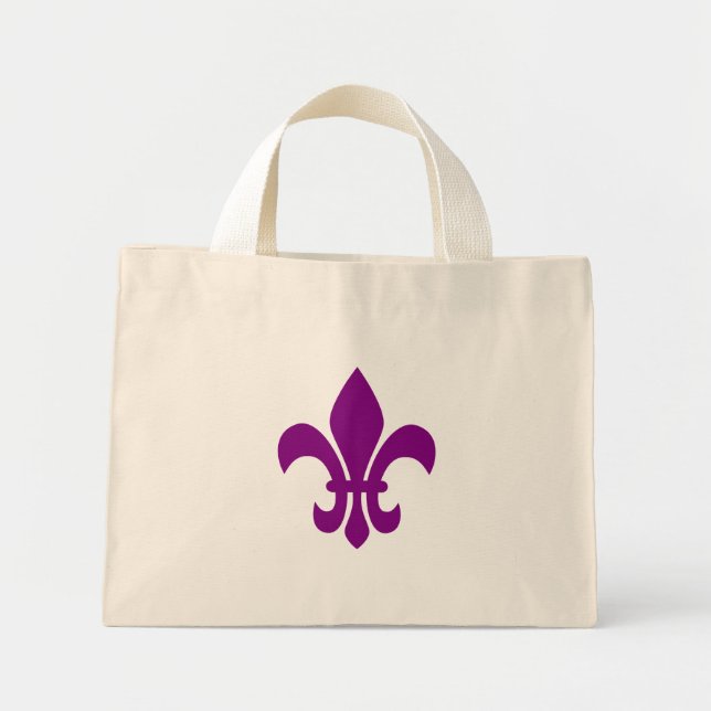 Lila Fleur de Lis Mini Tygkasse (Framsidan)