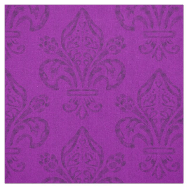 Lila Fleur de Lis New Orleans Mardi Gras Tyg (Provkarta)