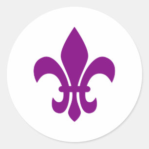 Lila Fleur de Lis Runt Klistermärke